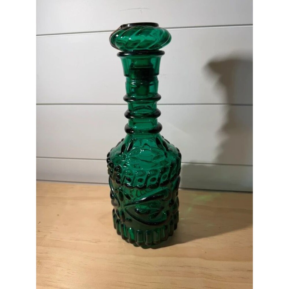 Vintage Emerald Green Jim Bean Genie Bottle Decanter Retro MCM
